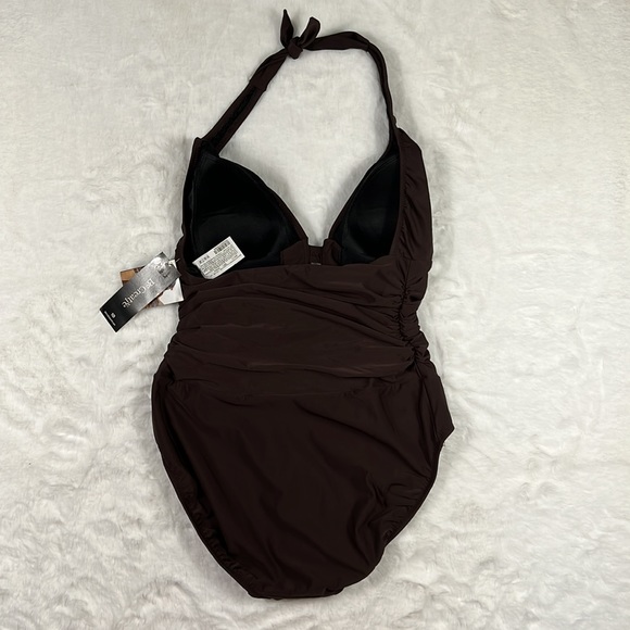 Be Creative Swimsuit Halter Style One piece Size 10 NWT Brown - Picture 4 of 10